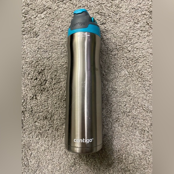 Contigo Silver Bottle with Blue Lid - Picture 1 of 6
